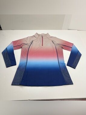 Aubrion Ombre Pink Blue Quarter‎ Zip Base Layer Womens Size XL US 12 Equestrian
